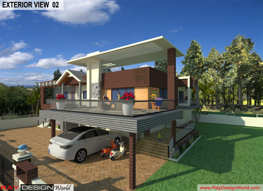 Mr. Amit Agrawal - Maihar MP- Bungalow  - 3d Exterior View -02