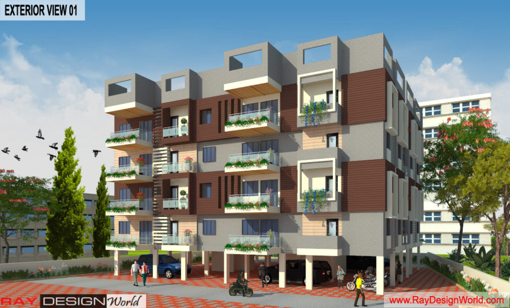 Mr.Bichitra Patnaik - Ramanagar Odisha - Apartment -3d Exterior View 01