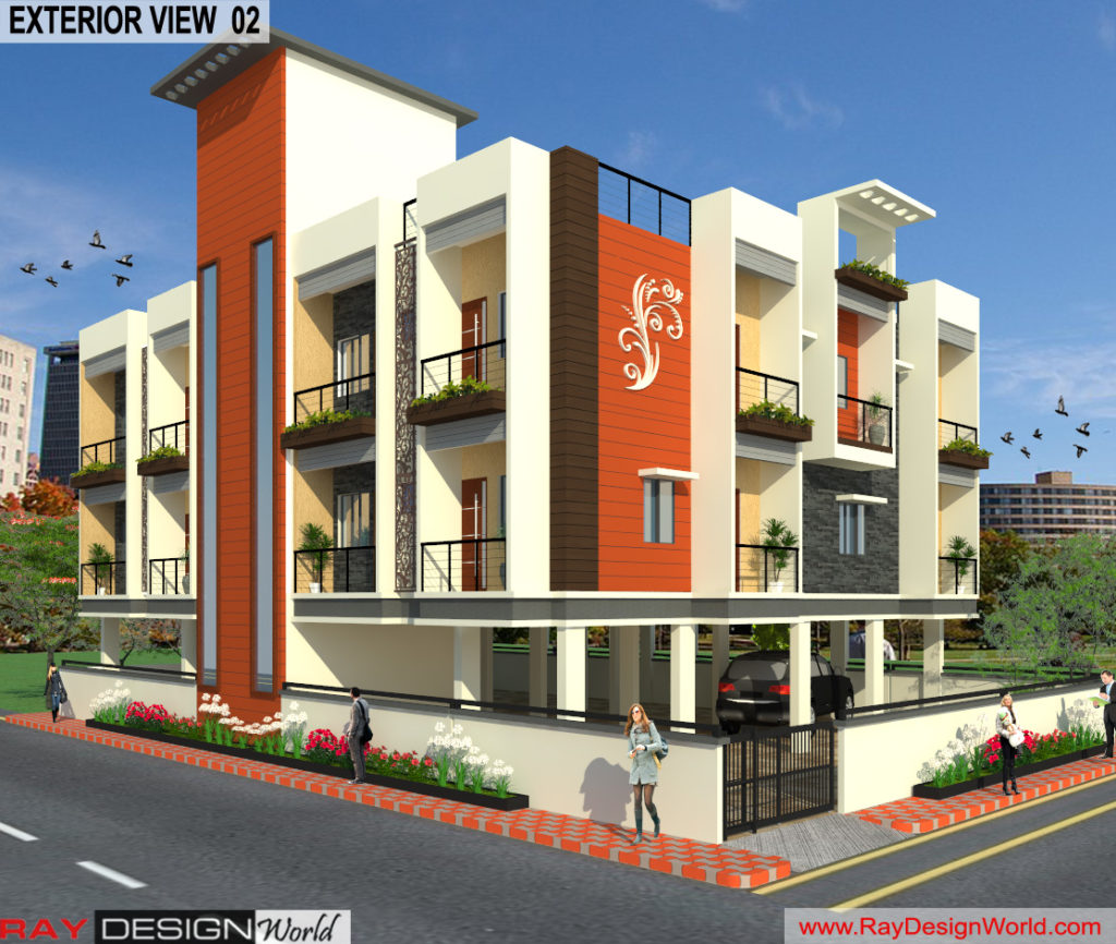 Mr.Narendra Kumar Tripathi-Lucknow Up-Apartment-3d Exterior View-02