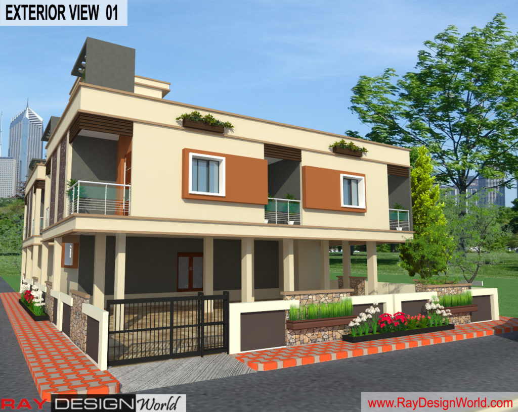 Mr. Narendra Kumar Tripathi - Lucknow UP - Guest House-3D Exterior View-01