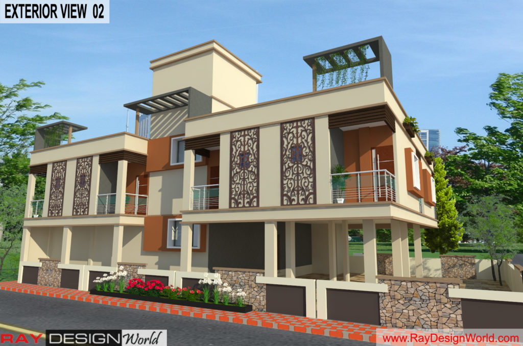 Mr. Narendra Kumar Tripathi - Lucknow UP - Guest House-3D Exterior View-02