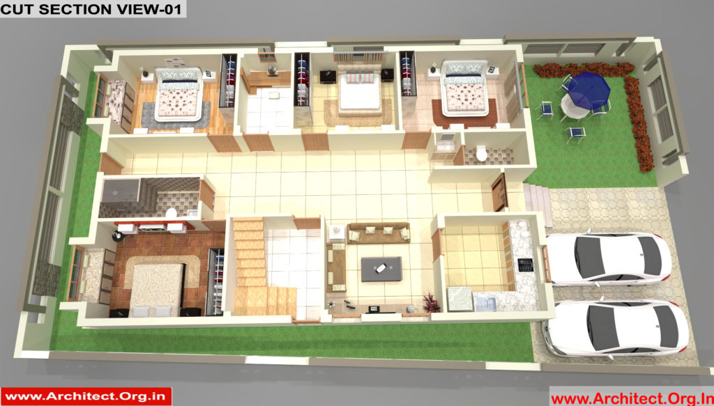 Mr.Abhay Kumar singh-Azamgarh UP-Ground floor Plan-3d cut section View-01